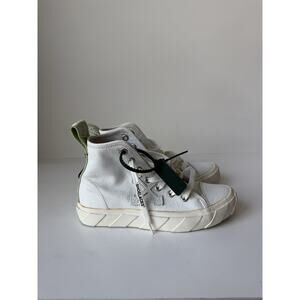 Off White Womens Leather Round Toe Lace Up High Top Sneakers White Sz 39 US 8.5
